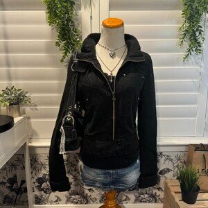 🖤 JOU JOU Lux Black Velvet Zip-Up Jacket – S – Like New!